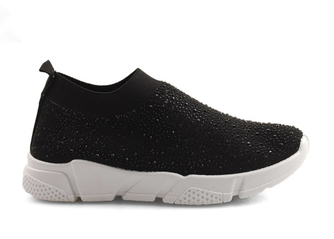 DK FS-4 czarne półbuty z cyrkoniami DK FS-4 czarne półbuty z cyrkoniami