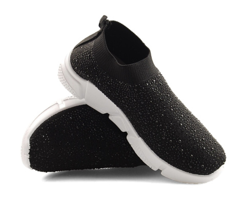DK FS-4 czarne półbuty z cyrkoniami DK FS-4 czarne półbuty z cyrkoniami