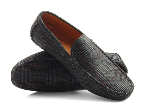 John Doubare 581A-A15 skórzane mokasyny w kratkę John Doubare 581A-A15 skórzane mokasyny w kratkę