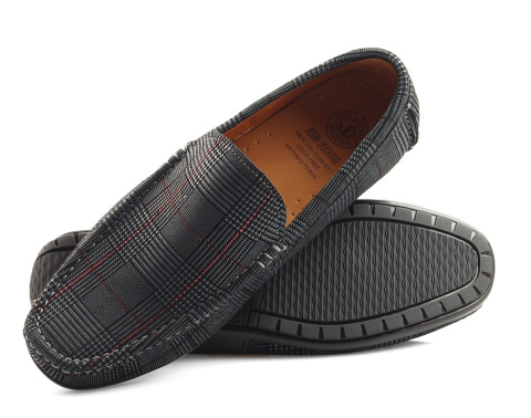 John Doubare 581A-A15 skórzane mokasyny w kratkę John Doubare 581A-A15 skórzane mokasyny w kratkę