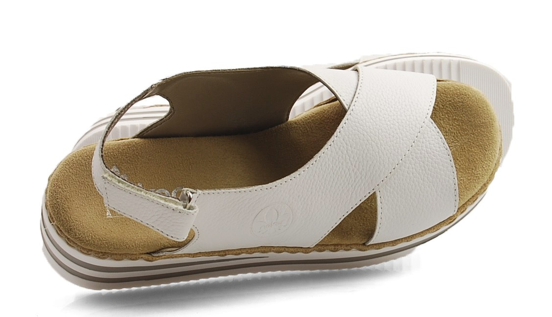 Rieker V0271 skórzane białe sandały