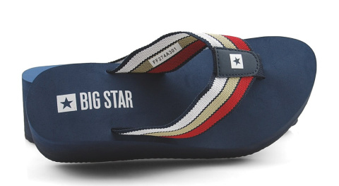 Big Star FF274A301 granatowe japonki na koturnie Big Star FF274A301 granatowe japonki na koturnie