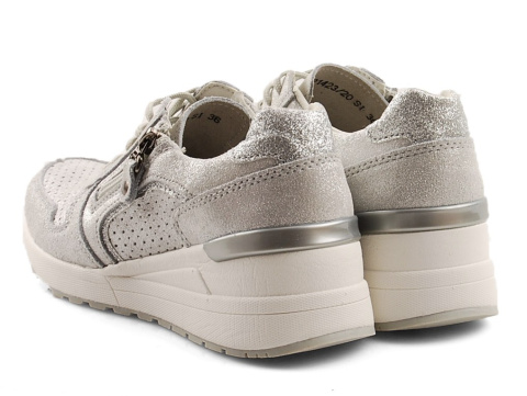 Filippo DP1423 srebrne skórzane sneakersy Filippo DP1423 srebrne skórzane sneakersy