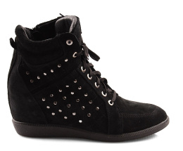 Nessi 19648 czarne skórzane sneakersy
