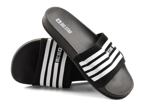 Big Star FF274A353 czarne klapki w paski Big Star FF274A353 czarne klapki w paski