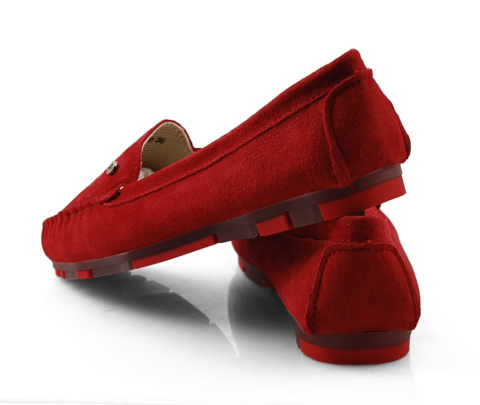 Filippo DP2037 czerwone skórzane mokasyny