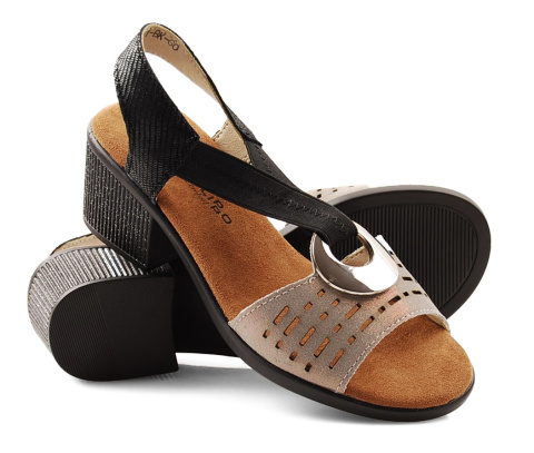 Filippo DS2308 skórzane czarno-złote sandały Filippo DS2308 skórzane czarno-złote sandały