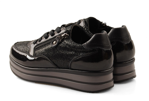 Filippo DP3152 czarne skórzane półbuty na platformie