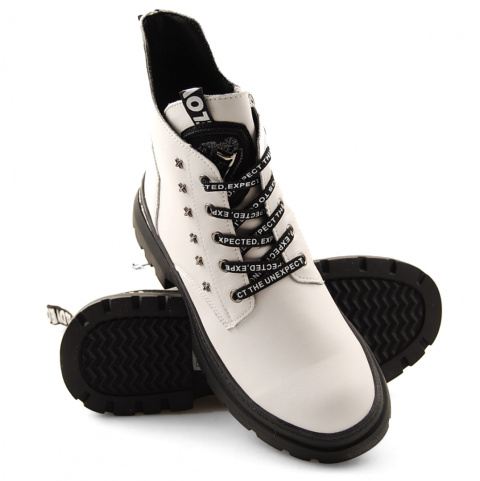 T.Sokolski Z21-305 białe skórzane trapery T.Sokolski Z21-305 białe skórzane trapery