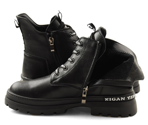 T.Sokolski Z21-305 czarne skórzane trapery