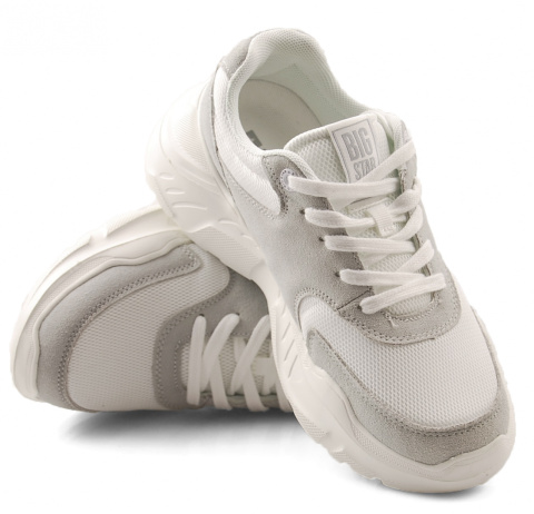 Big Star JJ274A112 biało-szare półbuty na platformie Big Star JJ274A112 biało-szare półbuty na platformie