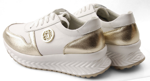 Filippo DP3547 biało-złote skórzane półbuty Filippo DP3547 biało-złote skórzane półbuty