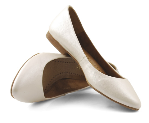 Maciejka 04100 beżowe skórzane baleriny