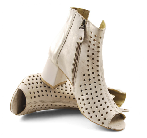 Maciejka 05420 beżowo-złote skórzane botki Maciejka 05420 beżowo-złote skórzane botki