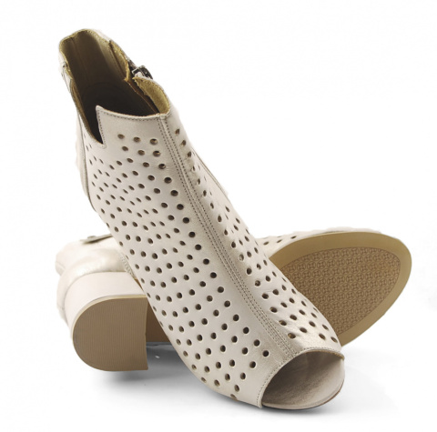 Maciejka 05420 beżowo-złote skórzane botki Maciejka 05420 beżowo-złote skórzane botki