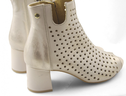 Maciejka 05420 beżowo-złote skórzane botki Maciejka 05420 beżowo-złote skórzane botki