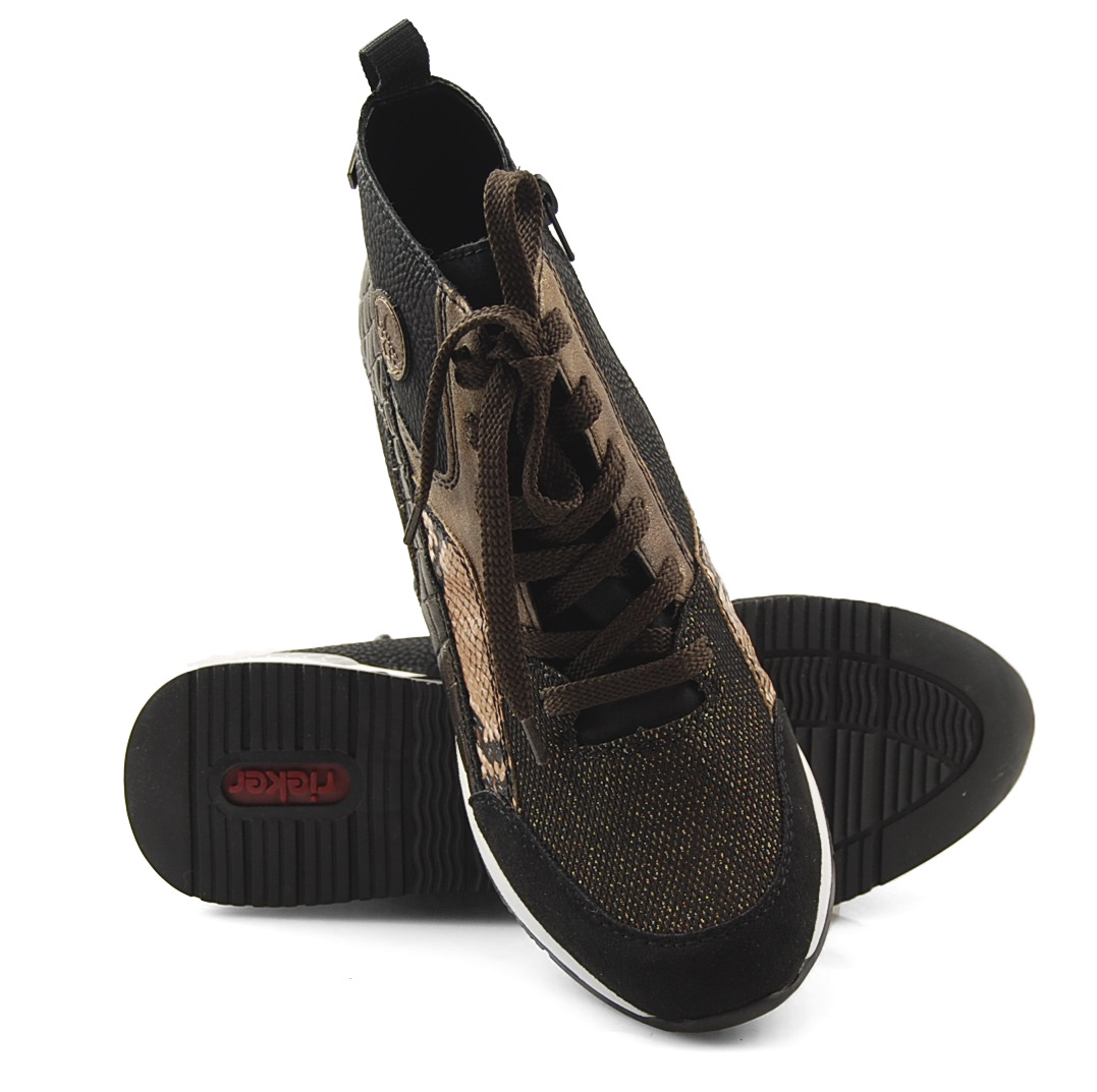Rieker N7610-00 czarno-złote sneakersy