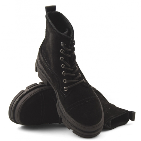 Big Star KK274525 czarne skórzane trapery Big Star KK274525 czarne skórzane trapery