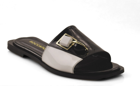 Boccato 450.06 czarno-białe skórzane klapki Boccato 450.06 czarno-białe skórzane klapki