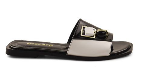 Boccato 450.06 czarno-białe skórzane klapki Boccato 450.06 czarno-białe skórzane klapki