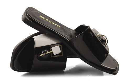 Boccato 450.06 czarno-białe skórzane klapki Boccato 450.06 czarno-białe skórzane klapki