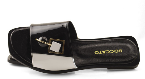 Boccato 450.06 czarno-białe skórzane klapki Boccato 450.06 czarno-białe skórzane klapki