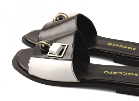 Boccato 450.06 czarno-białe skórzane klapki Boccato 450.06 czarno-białe skórzane klapki