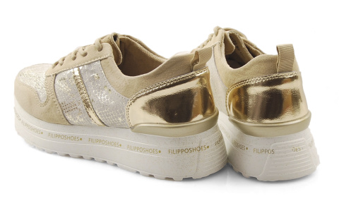 Filippo DP3691 beżowe skórzane sneakersy Filippo DP3691 beżowe skórzane sneakersy
