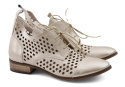 Dwunasty Shoes 801 złote skórzane botki