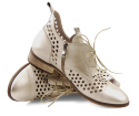 Dwunasty Shoes 801 złote skórzane botki