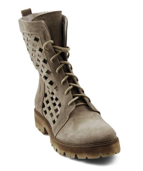 Dwunasty Shoes 804/E beżowe skórzane botki Dwunasty Shoes 804/E beżowe skórzane botki