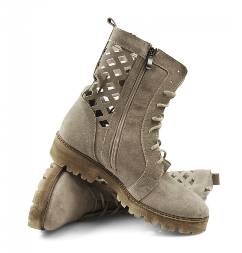 Dwunasty Shoes 804/E beżowe skórzane botki Dwunasty Shoes 804/E beżowe skórzane botki