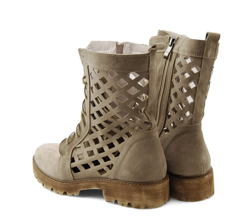 Dwunasty Shoes 804/E beżowe skórzane botki Dwunasty Shoes 804/E beżowe skórzane botki