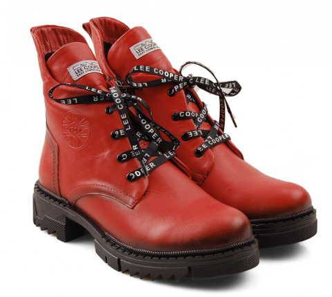 Lee Cooper LCJ-22-50-1496LA czerwone skórzane trapery
