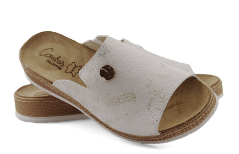 Contes 583 białe skórzane klapki Contes 583 białe skórzane klapki