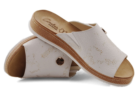 Contes 583 białe skórzane klapki Contes 583 białe skórzane klapki