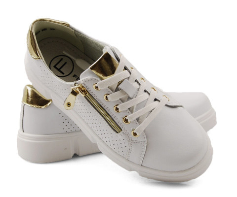 Filippo DP4528 białe skórzane półbuty