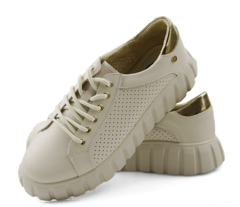 Filippo DP4535 beżowe skórzane sneakersy Filippo DP4535 beżowe skórzane sneakersy