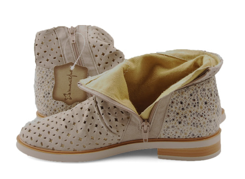 Maciejka 05922 beżowe skórzane botki Maciejka 05922 beżowe skórzane botki