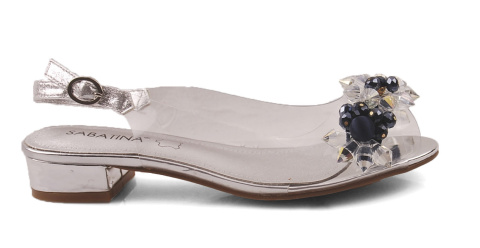 Sabatina 380-9 srebrne sandały transparentne