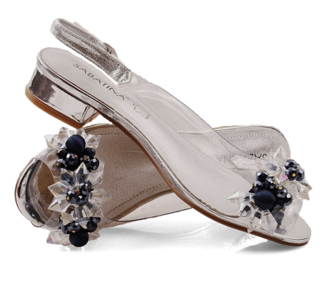 Sabatina 380-9 srebrne sandały transparentne