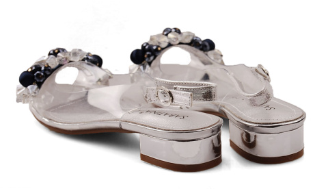 Sabatina 380-9 srebrne sandały transparentne