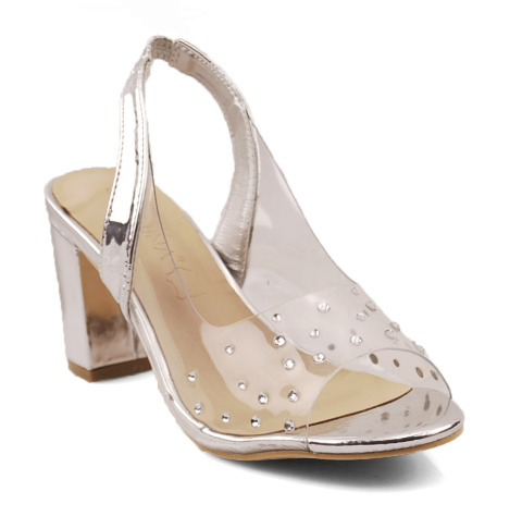 Sabatina S102-10 srebrne sandały transparentne