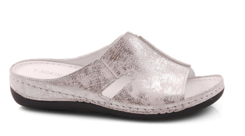 T.Sokolski L22-530 srebrne skórzane klapki T.Sokolski L22-530 srebrne skórzane klapki