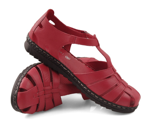 T.Sokolski A88 czerwone skórzane sandały