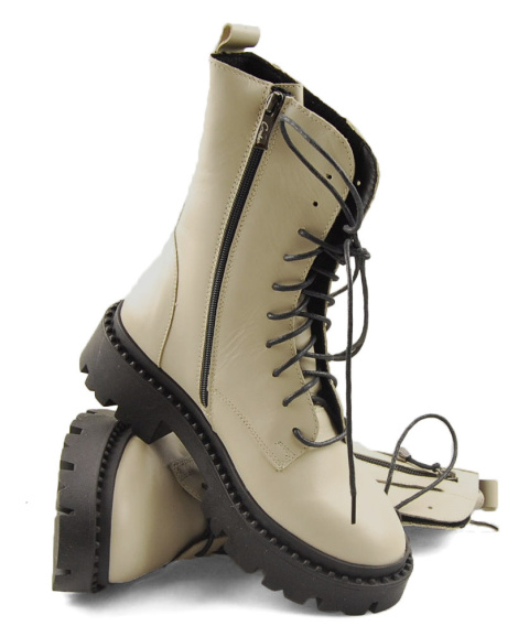 Contes 627 beżowe skórzane trapery Contes 627 beżowe skórzane trapery