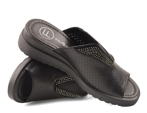 Filippo DK6146 czarne skórzane klapki Filippo DK6146 czarne skórzane klapki