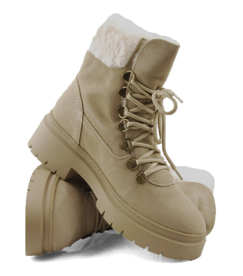 Big Star OO274229 beżowe skórzane trapery Big Star OO274229 beżowe skórzane trapery