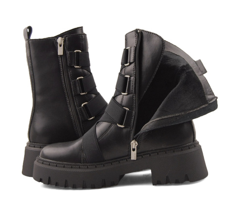 Big Star OO274A256 czarne skórzane workery