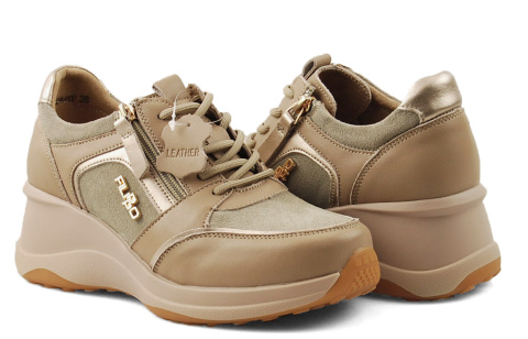 Filippo DP6434/24 beżowe skórzane sneakersy Filippo DP6434/24 beżowe skórzane sneakersy